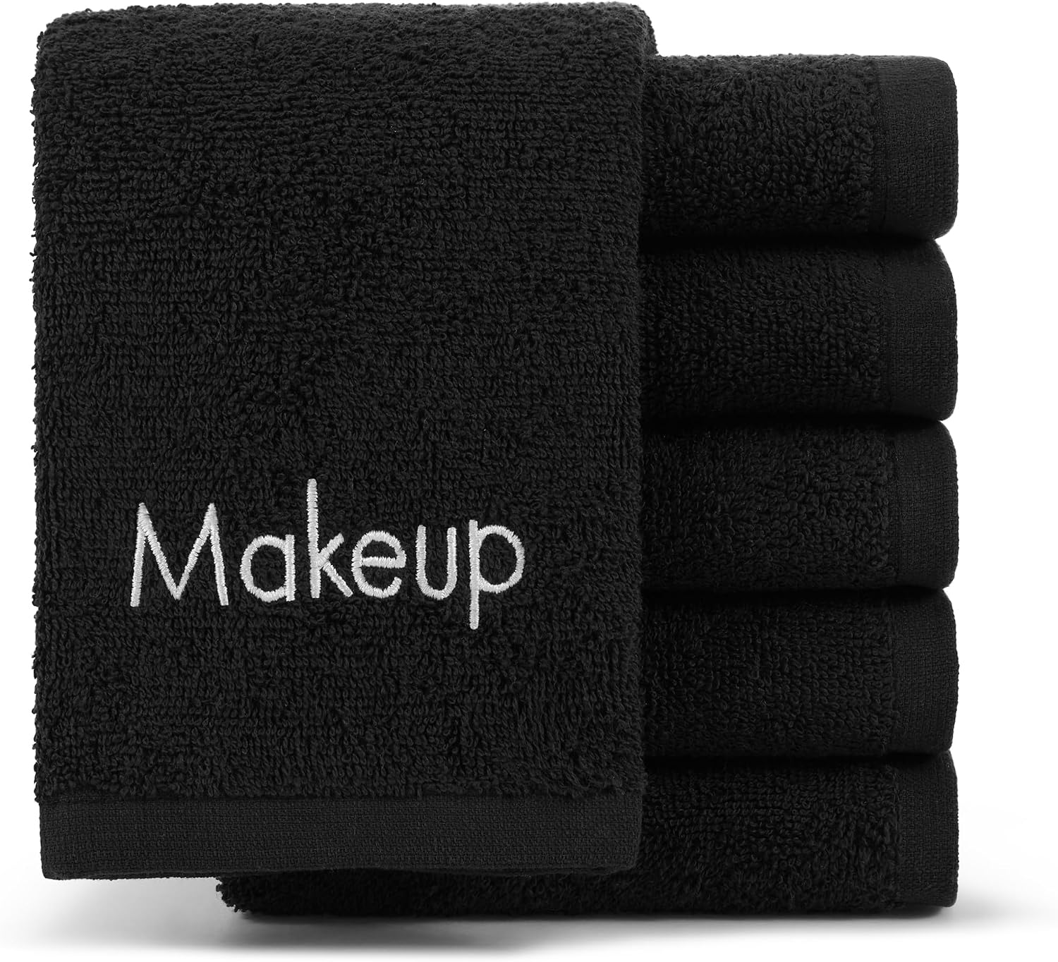 Arkwright Makeup Remover Cloths Bulk - 100% Cotton Face Towels, Soft Reusable Washcloths, Gentle Facial Cleansing for Waterproof Makeup, 13 x 13, Black (Case of 144)