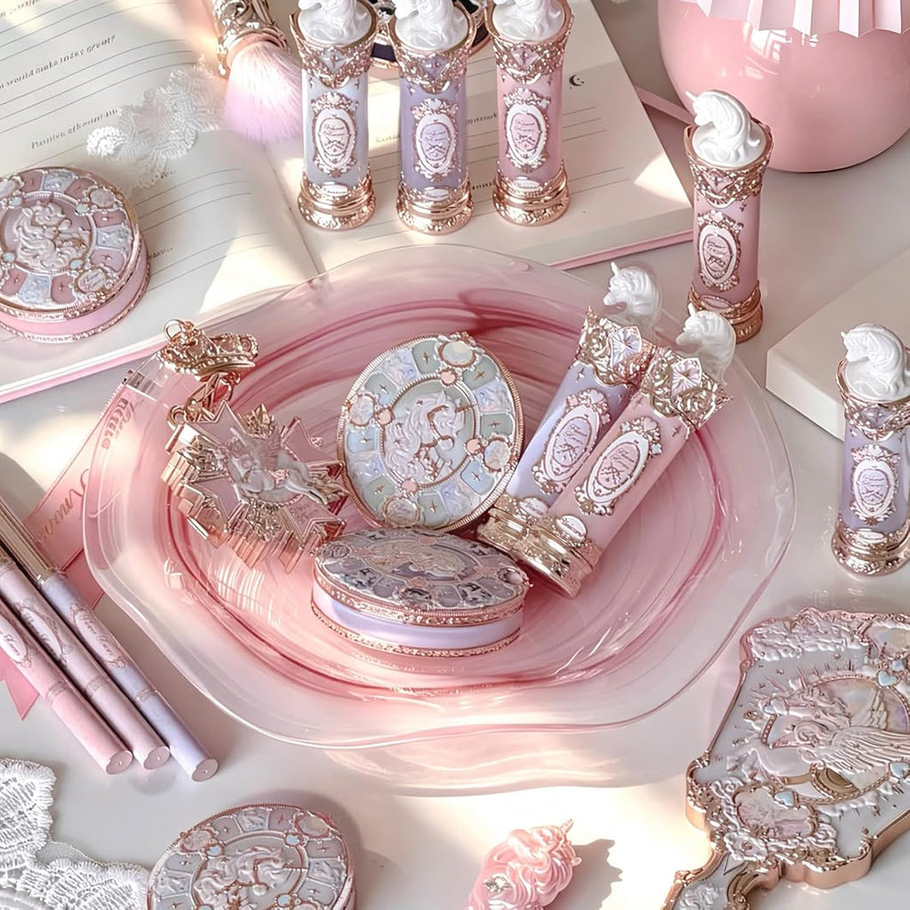 Flower Knows Knight Unicorn All-In Gift Set, Collectible 45-Piece | Beauty Box with Lipstick, Satin Blush, Eyeshadow, Powder, Lip Liner, Brushes, Mirror & Accessories