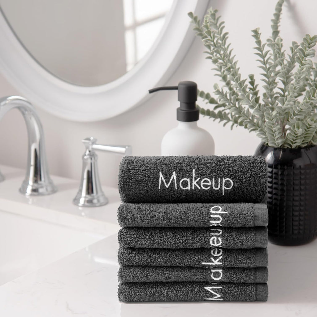 Arkwright Makeup Remover Cloths Bulk - 100% Cotton Face Towels, Soft Reusable Washcloths, Gentle Facial Cleansing for Waterproof Makeup, 13 x 13, Black (Case of 144)