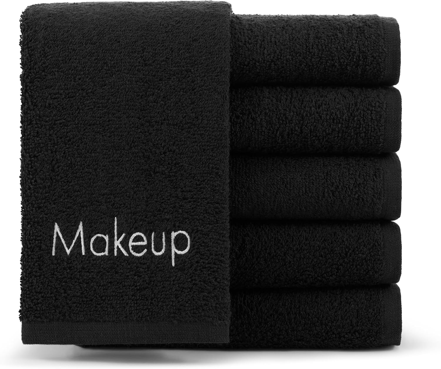 Arkwright Makeup Remover Cloths Bulk - 100% Cotton Face Towels, Soft Reusable Washcloths, Gentle Facial Cleansing for Waterproof Makeup, 13 x 13, Black (Case of 144)