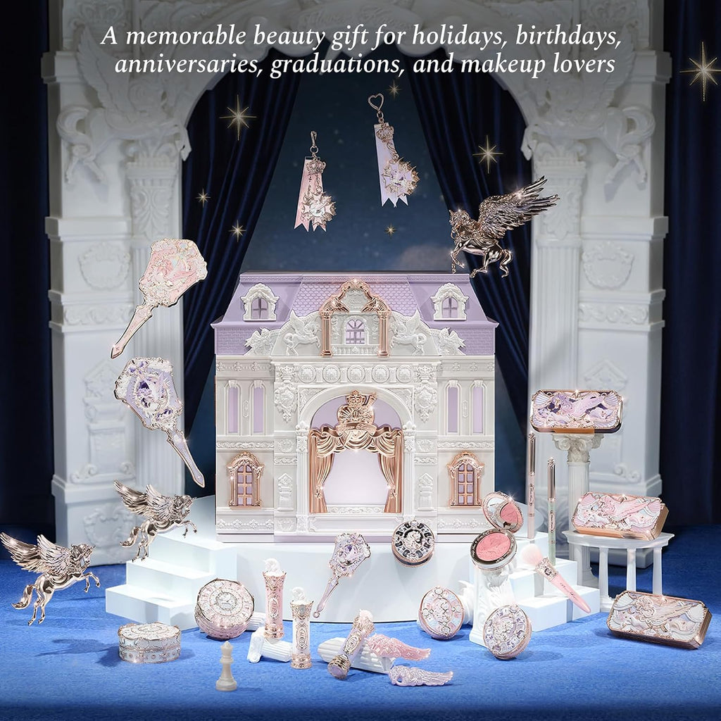 Flower Knows Knight Unicorn All-In Gift Set, Collectible 45-Piece | Beauty Box with Lipstick, Satin Blush, Eyeshadow, Powder, Lip Liner, Brushes, Mirror & Accessories